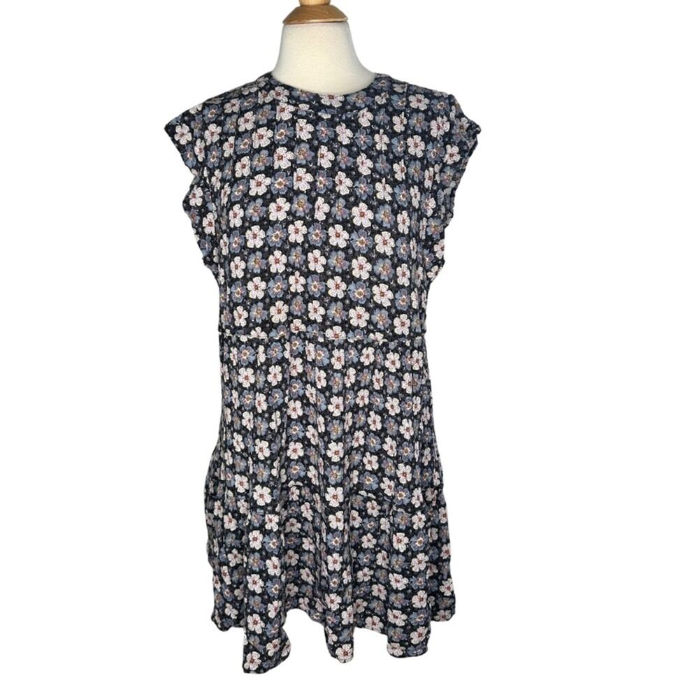 Knox Rose Floral High Neck Mini Flowy Key Hole Tank Dress Plus Size Girl Boho